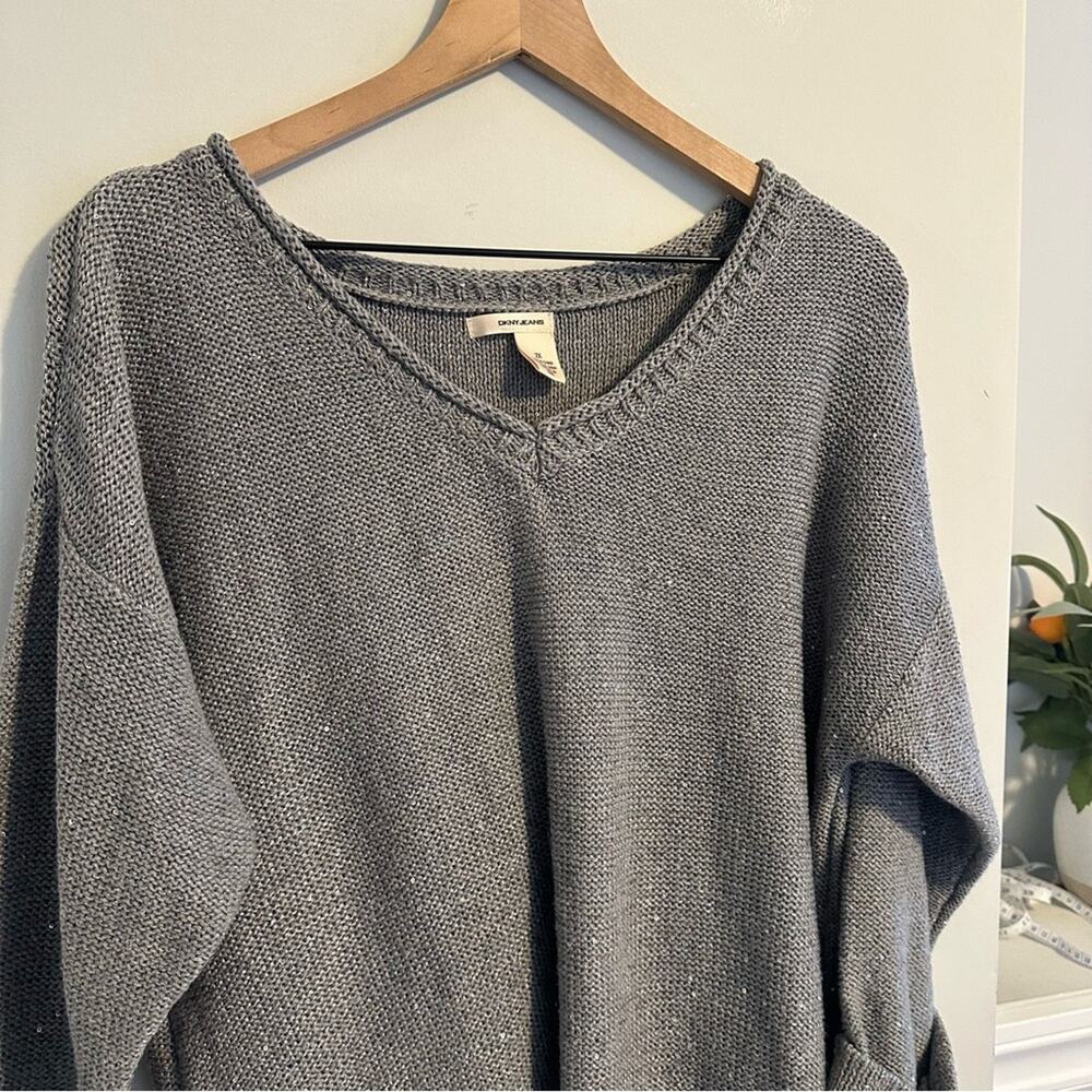 DKNY Jeans Gray Sequin Sweater 2X - Picture 7 of 12